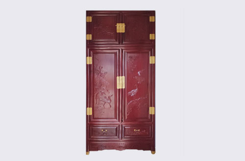 无为高端中式家居装修深红色纯实木衣柜
